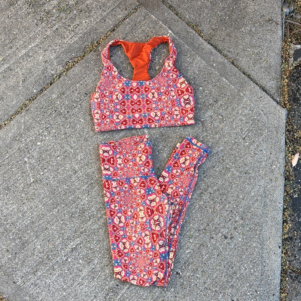 Wolven Orange & Multicolor Mosaic Sports Bra